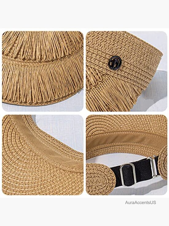 Straw Wide Brim Sun Visor Hat - Roll Up Foldable Beach Golf Visor main image 7